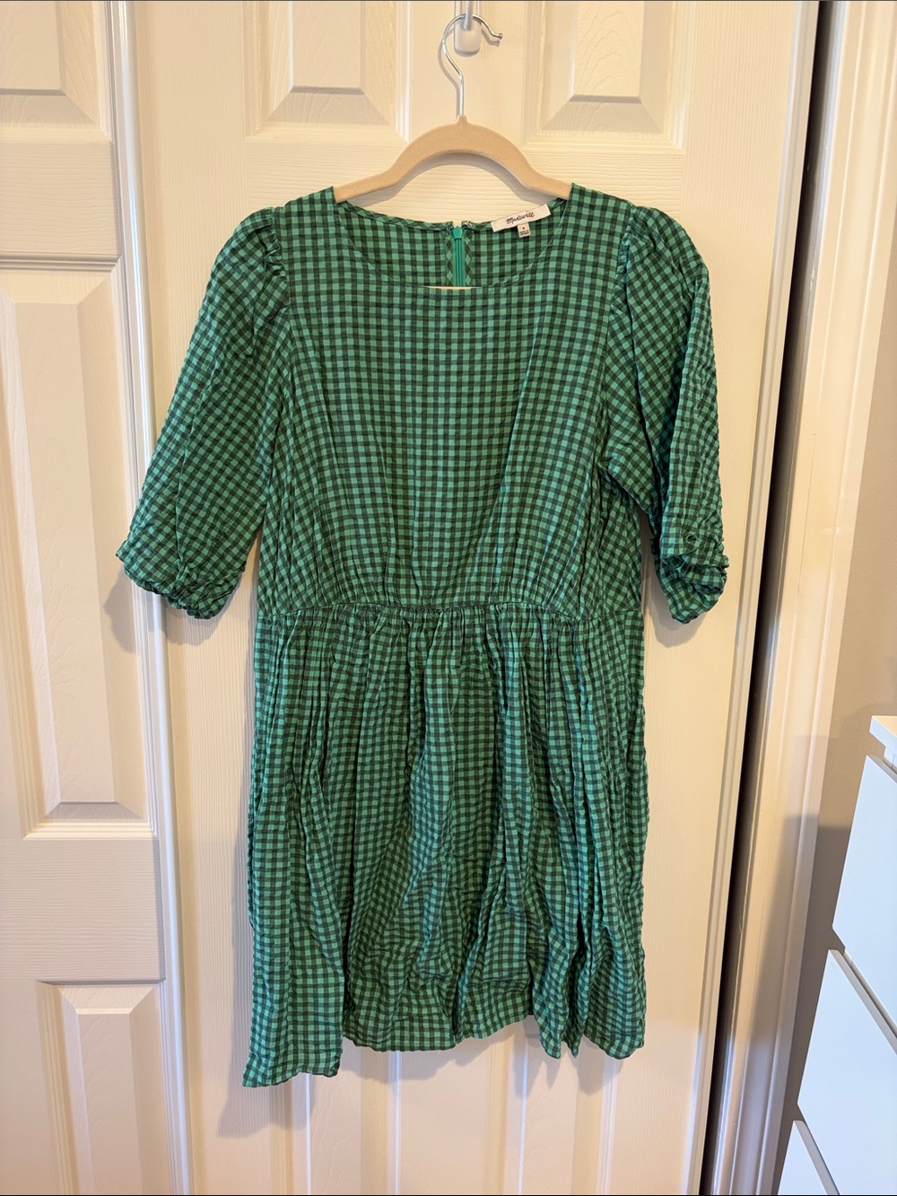 Madewell Green Gingham Dress